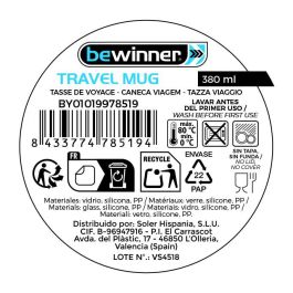 Travel Mug de Vidrio y Silicona 380 ml - Bewinner por Inde (24 Unidades) Travel Mug de Vidrio y Silicona 380 ml - Bewinner por Inde (24 Unidades)
