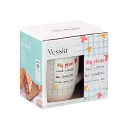 Vessia Taza Porcelana Nature con Tapa y Filtro, Blanco, 340 ml, Surtida, 12 x 10 x 8 cm (Set de 24)