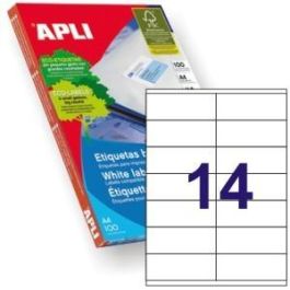 Apli Etiquetas Adhesivas 105x40 mm Inkjet-Láser C-Rectos 14 X 100H Blanco Precio: 18.49999976. SKU: BIX1275