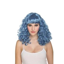 My Other Me Peluca Rizada Azul con Flequillo para Disfraz Carnaval Halloween o Fiestas de Cumpleaños, 165g, Edad 3+