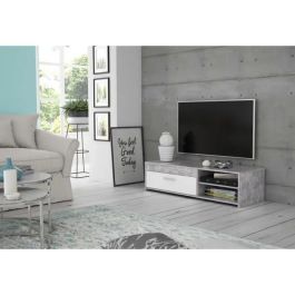 PILVI Mueble de Televisión Moderno Hormigón Blanco y Gris Claro Ancho 120 cm Profundidad 42,1 cm Alto 31,8 cm