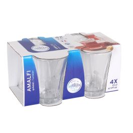 Duralex Juego de 4 Vasos de Vidrio Transparente 13 cl, Colección Amalfi, 6.5 cm de Diámetro x 8.2 cm de Altura (12 Cajas)