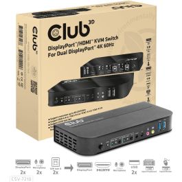 Club3D KVM Switch 4K60Hz 2x DisplayPort a HDMI o DisplayPort / 2x USB / Audio