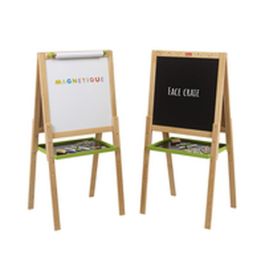 Jeujura JEU3225280876306 Pizarra de Madera Multifuncional Grande con Dibujo, Tiza y Lado Magnético Blanco