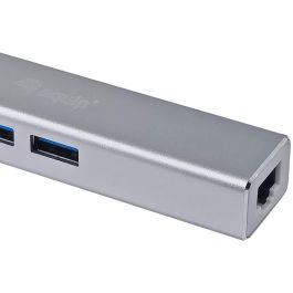 EQUIP Adaptador USB-C a RJ45 Gigabit (10/100/1000 Mbps) y 3 Puertos USB 3.0, Cable 0.15m