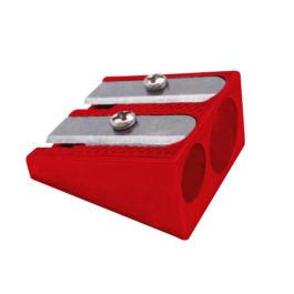 Sacapuntas Liderpapel Metalico Cuña 2 Usos Color Rojo 20 unidades