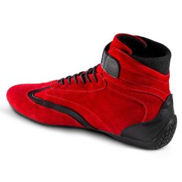 Sparco S00128742RS Botines de Carreras Top, Gamuza Roja, Talla 42, Aprobados FIA 8856-2018, Suela Antideslizante Resistente Combustible