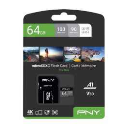 PNY Tarjeta MicroSDXC PRO Elite 64 GB Clase 10 UHS-I U3 Velocidad de Lectura 100 MB/s