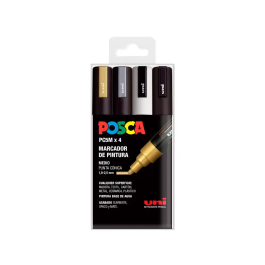 POSCA Marcador PC-5M-4C No Permanente 1.8 mm-2.5 mm Colores Surtidos - Estuche 4U Precio: 10.89999944. SKU: S8418996