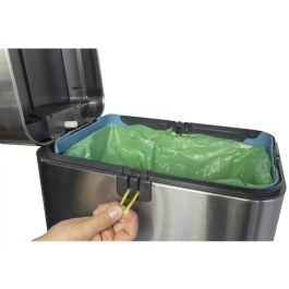 Maul Papelera PRME Acero Inoxidable 30 Litros Diseño Cuadrado Tapa Abierta Oficina Hogar