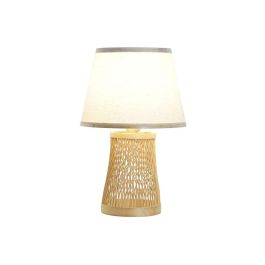 DKD Home Decor Lámpara Sobremesa Urban Bambú y Poliéster Marrón Natural 24x24x37 cm E27 50W