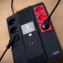 NGS FORTRESSBUNKER SAI Offline 600VA/360W con 6 Salidas Schuko (3 con Batería) y AVR, Protección Eléctrica para PC y Oficina
