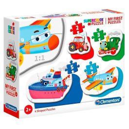 CLEMENTONI My First Puzzle Medios Transporte 3-6-9-12 Piezas Puzzles Progresivos Gruesos Resistentes para Niños