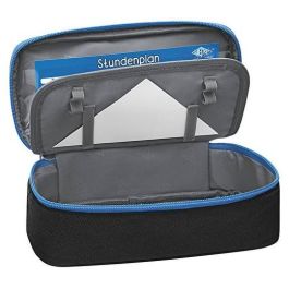 WEDO 242 43010 Estuche suave Schlamperbox para lápices, poliéster, negro y azul claro, con cremallera, infantil