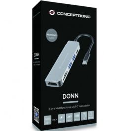 Conceptronic Adaptador Hub USB-C 6 en 1 con HDMI, USB 3.0, USB-C, Lector de SD/MicroSD