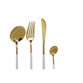 Cuberteria Basicos DKD Home Decor Dorado Blanco 2.5 x 20.5 x 4.5 cm Set de 16 Cuberteria Basicos DKD Home Decor Dorado Blanco 2.5 x 20.5 x 4.5 cm Set de 16