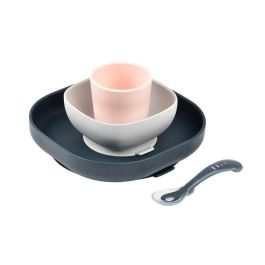 BEABA, Caja de comida de silicona para bebé, con ventosa, antideslizante, 4 piezas, plato + cuenco + vaso + cuchara, azul noche Precio: 36.49999969. SKU: S7141861