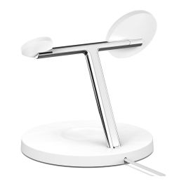 Belkin WIZ017vfWH Cargador Inalámbrico MagSafe 3 en 1 para iPhone 12/13 Series, Auriculares, Smartwatch Blanco