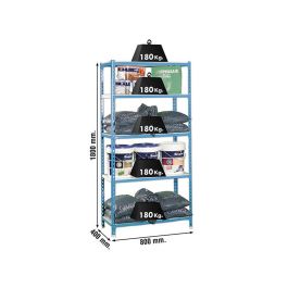 Simonrack Kit Simonclick Mini 5-400 Estantería Metálica 5 Baldas-180 kg 180x80x40 cm Azul-Blanco