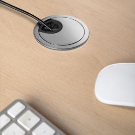 Emuca Lote de 8 tapas pasacables circulares, diámetro 60mm, para encastrar, Zamak, Cromado