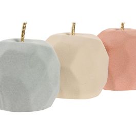 DKD Home Decor Figura Decorativa Urban Manzana Porcelana y Metal, Surtido Colores (Verde, Crema, Rosa) 11x11x14.5 cm - Pack 6 Unidades