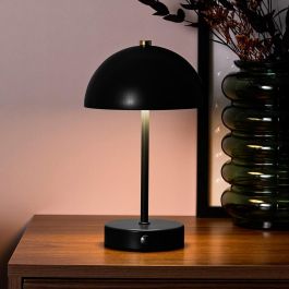 Home Deco Factory Lámpara De Mesa Recargable Negra Metal