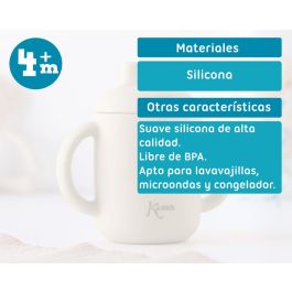 KioKids Taza de Silicona Beige con Asas para Bebés +4 meses, Aptas Microondas y Lavavajillas, 120ml