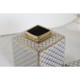 DKD Home Decor Jarrón Glam Blanco Dorado Porcelana 15.5 x 22 x 15.5 cm (2 Unidades)