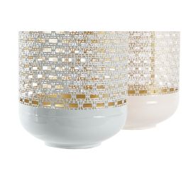 DKD Home Decor Portavelas Rosa y Azul de Aluminio 24 x 60 x 24 cm (2 Unidades)