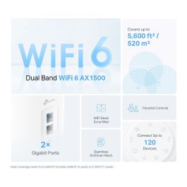 TP-Link Deco X1500 Sistema Mesh Wi-Fi 6 3-Pack, Punto de Acceso Doble Banda (2.4 GHz/5 GHz) 1500 Mbps, Color Blanco, 3 Unidades Incluidas