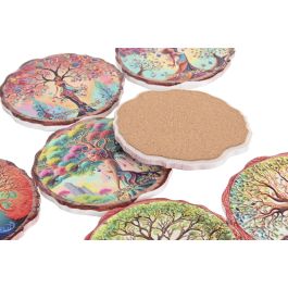 DKD Home Decor Posavasos Indio de Dolomita y Corcho Multicolor 10.8 x 10.8 x 0.7 cm (72 Unidades)