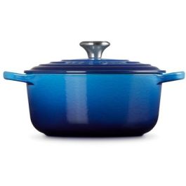 Le Creuset 21177202202430 Signature Bräter Redondo de Hierro Fundido con Tapa, 20 cm, Azure