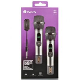 NGS SINGERSTARDUO Pack 2 Micrófonos Inalámbricos Vocales Dinámicos 2.4GHz con Receptor para Karaoke Eventos