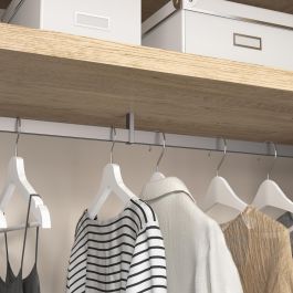 Emuca Lote de 2 barras para armario Luxe de longitud 1.15m con soportes, Aluminio y Plástico, Pintado color gris piedra