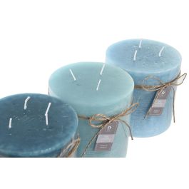 DKD Home Decor Vela de Cera Básicos Surtidas en Turquesa, Azul y Verde 12x12x12 cm Pack 3 Unidades 90 Horas 1180g