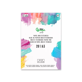 Liderpapel Bloc Dibujo Multitécnica DIN A3 20 Hojas 260g/m² para Acrílico, Óleo y Gouache