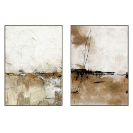 Cuadro Home ESPRIT Blanco Marrón Beige Abstracto Moderno 103 x 4,5 x 143 cm (2 Unidades)
