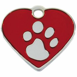 Placa identificativa Imarc Heart Rojo Plateado