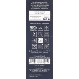 Thermosport Fiambrera de Plástico y Acero con 2 Compartimentos para Microondas - 19.8 x 19.8 x 6.3 cm (6 Unidades)