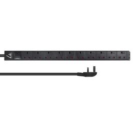 Lanview Regleta de Alimentación PDU para Rack 1U, 10 Tomas UK, Cable 5m, 13A, Montaje Horizontal
