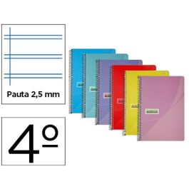 Cuaderno Espiral Papercop Cuarto Tapa Plastico 80H 90 gr Pauta 2,5 mm Con Margen Colores Surtidos 6 unidades