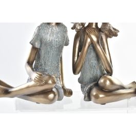 DKD Home Decor Figura Resina Dorado Rojo Turquesa Niños Set de 2 Piezas 13 x 22 x 17 cm