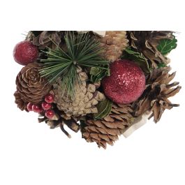 DKD Home Decor Bola Redonda Decoración Navideña Tradicional de Piña Verde y Rojo 14 cm Set de 6 para Árbol de Navidad