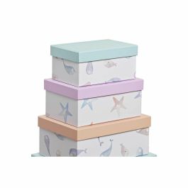 Caja Kids DKD Home Decor Azul Lila 33.5 x 15.5 x 43.5 cm Set de 10