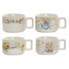 DKD Home Decor Café Shabby Folk Cook with Love Multicolor Dolomita Bambú Metal Set de 4 Piezas 10.5 x 25 x 13.5 cm