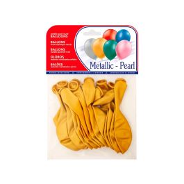 Globo 100% Latex Biodegradable Metalizado Oro Bolsa De 15 Unidades