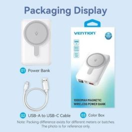 Vention FHTB0 Powerbank Inalámbrico Magnético 10000mAh 22.5W USB-C Lightning USB-A Pantalla LED Negro