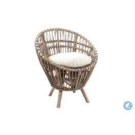 DKD Home Decor Sillón Balines Natural Blanco Ratan Algodón 76 x 65 x 85 cm Con Cojín Precio: 208.78999999. SKU: S3022242