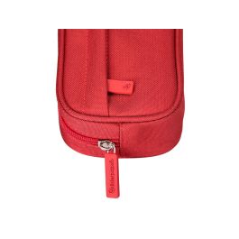 Estuche Portatodo Liderpapel Classic Ovalado 2 Cremalleras Con Bolsillo Delantero 210x90 mm Rojo