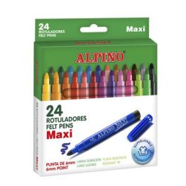 Alpino AR000007N Estuche 24 Rotuladores Punta Gruesa Colores Surtidos, Lavables y Duraderos para Uso Escolar Precio: 13.50000025. SKU: B12WMEC442
